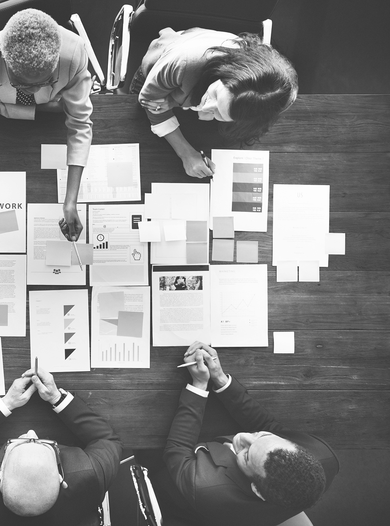 Business meeting aerial view